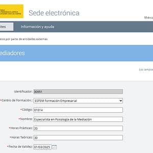 ESPECIALISTA en PSICOLOGÍA de la MEDIACIÓN