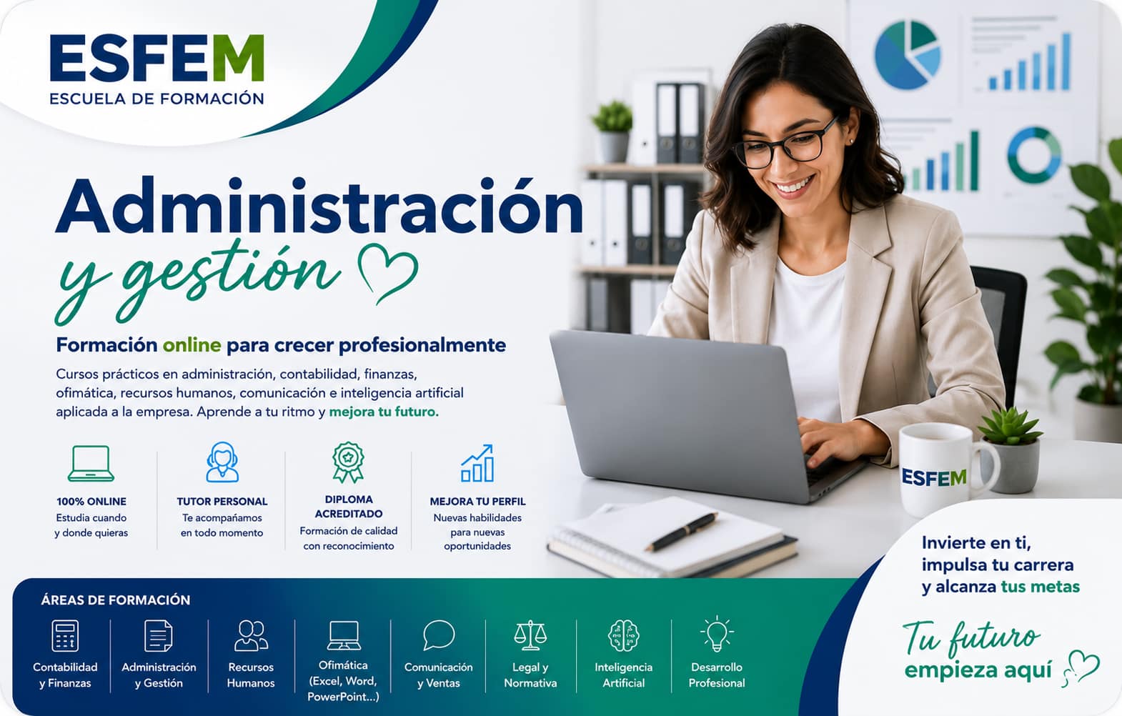 Cursos online de administración, gestión, contabilidad, finanzas, Excel e inteligencia artificial en ESFEM